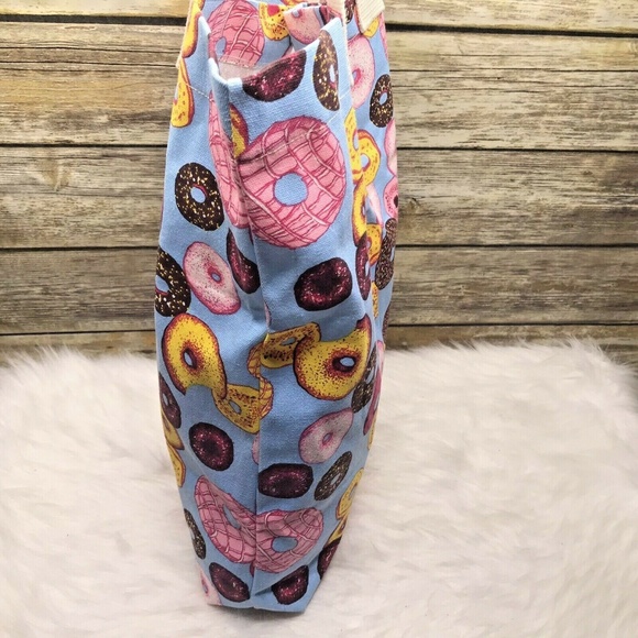 Donut Print Pop Art Canvas Tote Bag - Picture 4 of 11